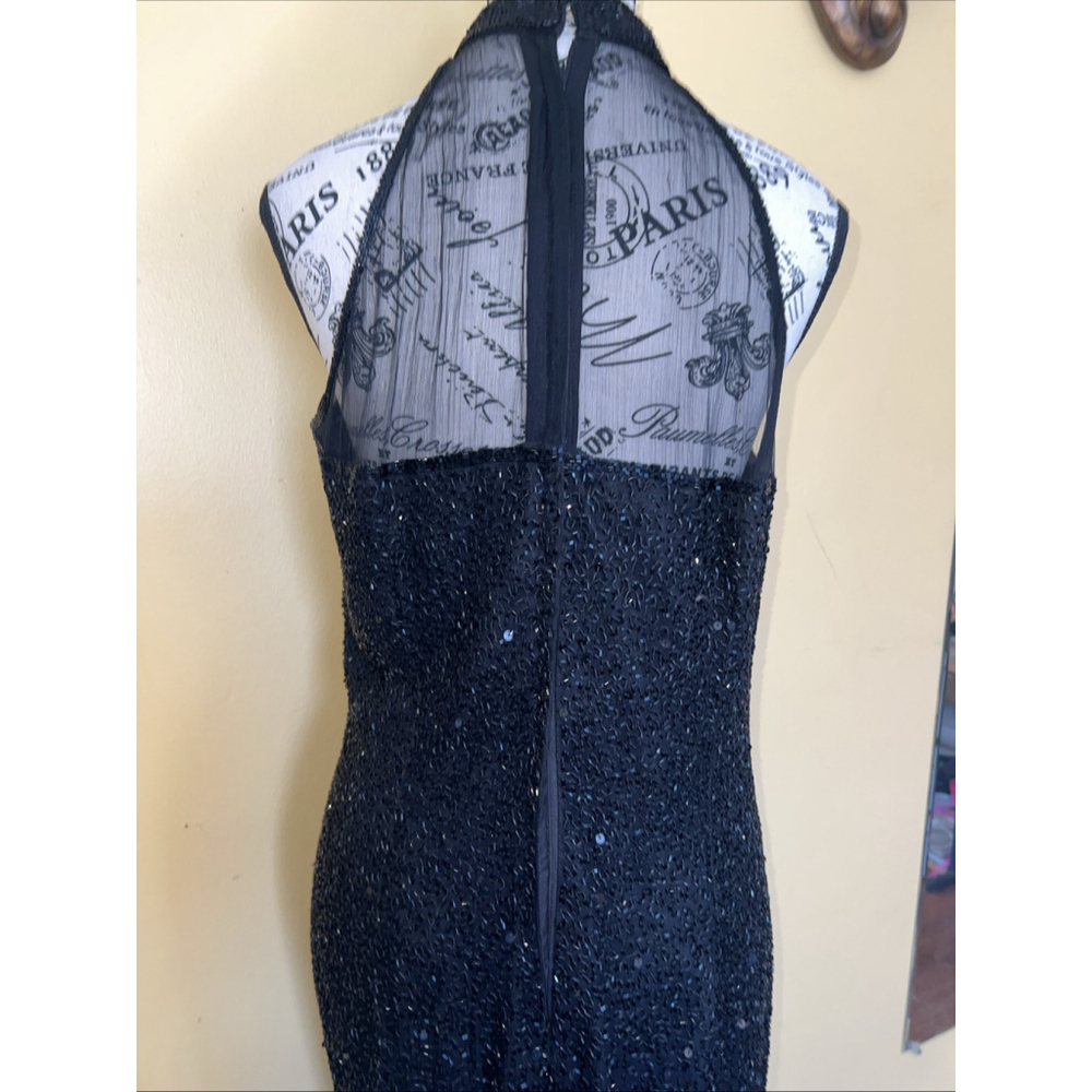 Stenay Vintage Black Beaded Sparky Silk Gown Maxi Dress sz 12 - Picture 9 of 10